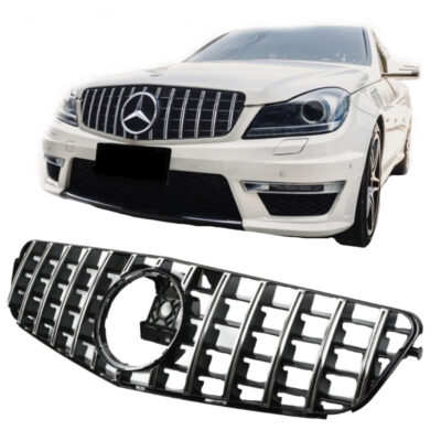VL Garage - Μάσκα Για Mercedes-Benz C-Class W204 07-14 GT Amg Panamericana Look Μαύρο/Χρώμιο 1 Τεμάχιο - VL-0019280