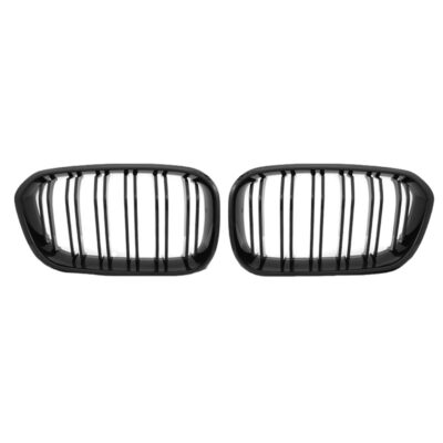 VL Garage - Καρδιές Μάσκας Για Bmw 1 F20 / F21 15-19 M4 Look Με Διπλή Γρίλια Με 12 Γραμμές Μαύρο Γυαλιστερό 2 Τεμάχια - VL-0025677