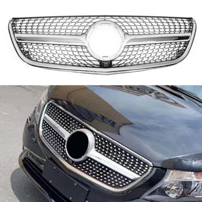 VL Garage - Μάσκα Για Mercedes-Benz V-Class W447 15-19 Diamond Look Ασημί/Χρώμιο 1 Τεμάχιο - VL-0029328