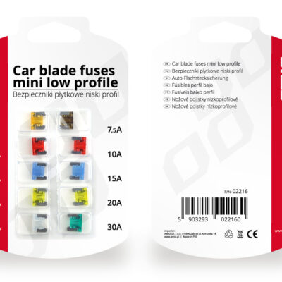 VL Garage - ΑΣΦΑΛΕΙΕΣ MINI LOW PROFILE ΔΙΑΦΟΡΕΣ ΣΕ ΚΑΡΤΕΛΑ 1x5A/1x7.5A/2x10A/2x15A/2x20A/1x25A/1x30A AMIO - 10 TEM - VL-02216/AM