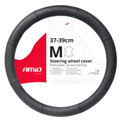 VL Garage - ΚΑΛΥΜΜΑ ΤΙΜΟΝΙΟΥ ΑΠΟ ΤΕΧΝΟΔΕΡΜΑ 37-39CM SWC-48-M ΣΕ ΜΑΥΡΟ ΧΡΩΜΑ ΜΕ ΜΑΥΡΕΣ ΡΑΦΕΣ AMIO - 1 ΤΕΜ. - VL-03546