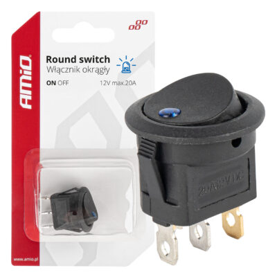 VL Garage - ΔΙΑΚΟΠΤΗΣ 12V ON/OFF ΣΤΡΟΓΓΥΛΟΣ ΜΕ 3 ΕΠΑΦΕΣ ΜΠΛΕ LED AMIO - 1 τεμ. - VL-03963