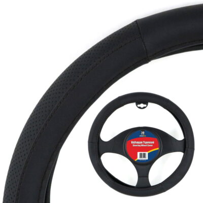 VL Garage - Κάλυμμα Τιμονιού Δερματίνη Μαύρο 38cm - VL-14549