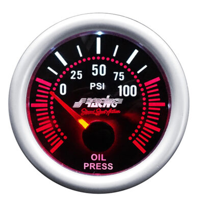 VL Garage - ΠΙΕΣΗ ΛΑΔΙΟΥ 52mm 2 INCH ΜΑΥΡΟ ΜΕ ΚΟΚΚΙΝΟ ΦΩΤΙΣΜΟ - VL-OP/A