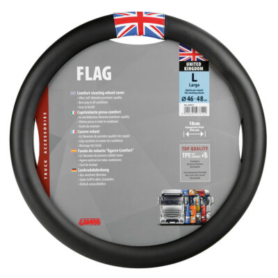 VL Garage - ΚΑΛΥΜΜΑ ΤΙΜΟΝΙΟΥ ΦΟΡΤΗΓΟΥ FLAG ENGLAND ΜΑΥΡΟ ΜΕ ΣΗΜΑΙΑ ΑΓΓΛΙΑΣ (L) 46-48 cm LAMPA - 1 TEM. - VL-97812