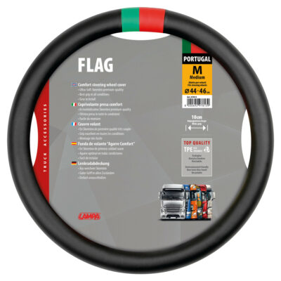 VL Garage - ΚΑΛΥΜΜΑ ΤΙΜΟΝΙΟΥ ΦΟΡΤΗΓΟΥ CLUB FLAG PORTUGAL ΜΑΥΡΟ SKEENTEX (M) 44/46cm (ΚΟΦΤΟ ΤΙΜΟΝΙ) - VL-L9781.3