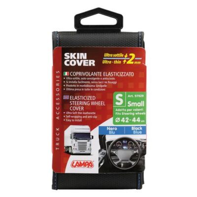 VL Garage - ΚΑΛΥΜΜΑ ΤΙΜΟΝΙΟΥ ΦΟΡΤΗΓΟΥ 42/44cm (S) SKIN-COVER ΜΑΥΡΟ ΜΕ ΜΠΛΕ ΡΑΦΗ ΕΛΑΣΤΙΚΟ 2mm ΠΑΧΟΣ - VL-97929
