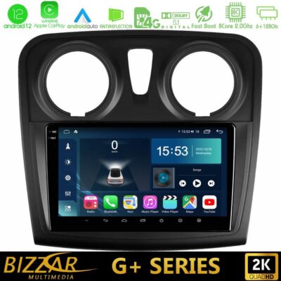 VL Garage - Bizzar G+ Series Dacia Sandero 2014-2020 8core Android12 6+128GB Navigation Multimedia Tablet 9" - VL-U-G-DC0621