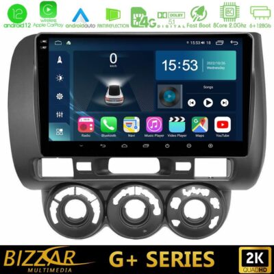 VL Garage - Bizzar G+ Series Honda Jazz 2002-2008 (Manual A/C) 8core Android12 6+128GB Navigation Multimedia Tablet 9" - VL-U-G-HD0589