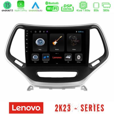 VL Garage - Lenovo Car Pad Jeep Cherokee 2014-2019 4core Android 13 2+32GB Navigation Multimedia Tablet 9" (Ασημί Χρώμα) - VL-U-LEN-JP0077S