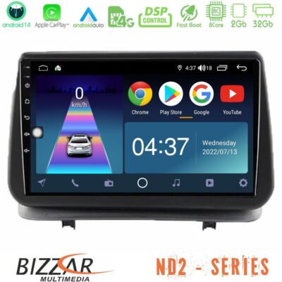 VL Garage - Bizzar ND2 Series 8Core Android14 2+32GB Renault Clio 2005-2012 Navigation Multimedia Tablet 9" Με Carplay & Android Auto - VL-U-ND2-RN0003