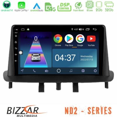 VL Garage - Bizzar ND2 Series 8Core Android14 2+32GB Renault Megane 3 2009-2015 Navigation Multimedia Tablet 9" Με Carplay & Android Auto - VL-U-ND2-RN0718