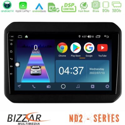 VL Garage - Bizzar ND2 Series 8Core Android14 2+32GB Suzuki Ignis Navigation Multimedia Tablet 9" Με Carplay & Android Auto - VL-U-ND2-SZ580