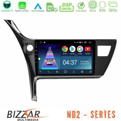 VL Garage - Bizzar ND2 Series 8Core Android14 2+32GB Toyota Corolla 2017-2018 Navigation Multimedia Tablet 10" Με Carplay & Android Auto - VL-U-ND2-TY0158