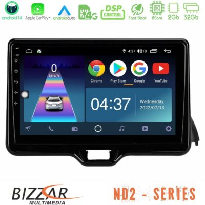 VL Garage - Bizzar ND2 Series 8Core Android14 2+32GB Toyota Yaris 2020-> Navigation Multimedia Tablet 10" Με Carplay & Android Auto - VL-U-ND2-TY1079