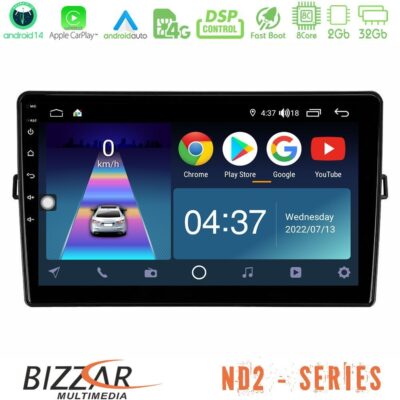 VL Garage - Bizzar ND2 Series 8Core Android14 2+32GB Toyota Auris Navigation Multimedia Tablet 10" Με Carplay & Android Auto - VL-U-ND2-TY472
