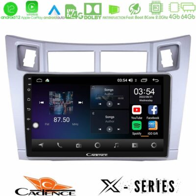 VL Garage - Cadence X Series Toyota Yaris 8core Android12 4+64GB Navigation Multimedia Tablet 9" (Ασημί Χρώμα) - VL-U-X-TY626S