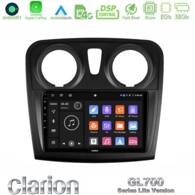 VL Garage - Clarion GL700 Lite Series 8Core Android11 2+32GB Dacia Dokker Navigation Multimedia Tablet 9" Με Carplay & Android Auto - VL-U-G72L-DC1132