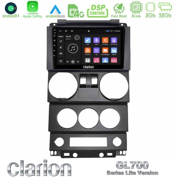 VL Garage - Clarion GL700 Lite Series 8Core Android11 2+32GB Jeep Wrangler 2Door 2008-2010 Navigation Multimedia Tablet 9" Με Carplay & Android Auto - VL-U-G72L-JP022N