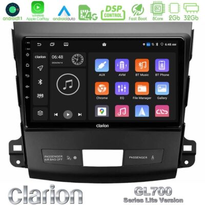 VL Garage - Clarion GL700 Lite Series 8Core Android11 2+32GB Mitsubishi Outlander/Citroen C-Crosser/Peugeot 4007 Navigation Multimedia Tablet 9" Με Carplay & Android Auto - VL-U-G72L-MT662