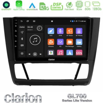 VL Garage - Clarion GL700 Lite Series 8Core Android11 6+128GB BMW 1Series E81/E82/E87/E88 (AUTO A/C) Navigation Multimedia Tablet 9" Με Carplay & Android Auto - VL-U-G76L-BM1012