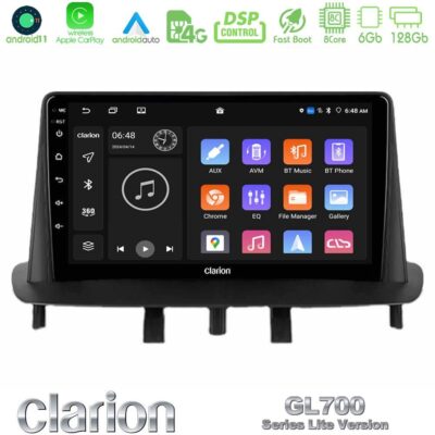 VL Garage - Clarion GL700 Lite Series 8Core Android11 6+128GB Renault Megane 3 2009-2015 Navigation Multimedia Tablet 9" Με Carplay & Android Auto - VL-U-G76L-RN0718