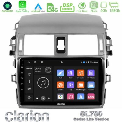 VL Garage - Clarion GL700 Lite Series 8Core Android11 6+128GB Toyota Corolla 2008-2010 Navigation Multimedia Tablet 9" Με Carplay & Android Auto - VL-U-G76L-TY0144