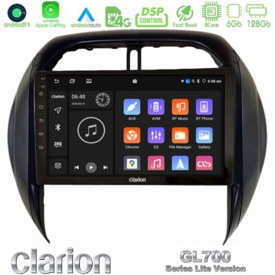 VL Garage - Clarion GL700 Lite Series 8Core Android11 6+128GB Toyota RAV4 2001-2005 (Auto A/C) Navigation Multimedia Tablet 9" Με Carplay & Android Auto - VL-U-G76L-TY1315