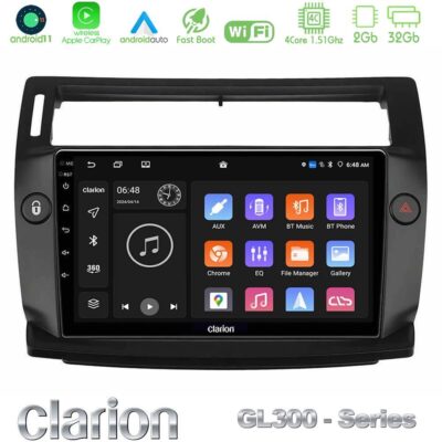 VL Garage - Clarion GL300 Series 4Core Android11 2+32GB Citroen C4 2004-2010 Navigation Multimedia Tablet 9" (μαύρο χρώμα) Με Carplay & Android Auto - VL-U-GL3-CT0812B