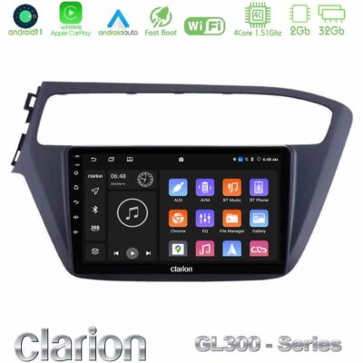 VL Garage - Clarion GL300 Series 4Core Android11 2+32GB Hyundai i20 2018-2020 Navigation Multimedia Tablet 9" Με Carplay & Android Auto - VL-U-GL3-HY1961