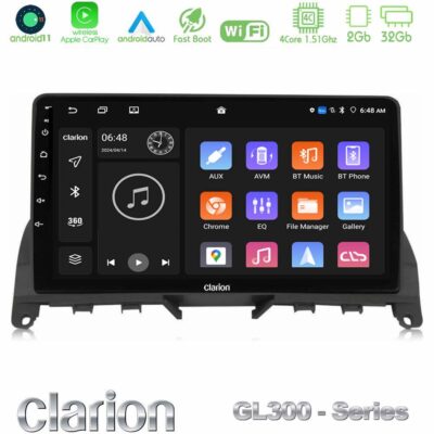 VL Garage - Clarion GL300 Series 4Core Android11 2+32GB Mercedes C Class W204 Navigation Multimedia Tablet 9" Με Carplay & Android Auto - VL-U-GL3-MB0842