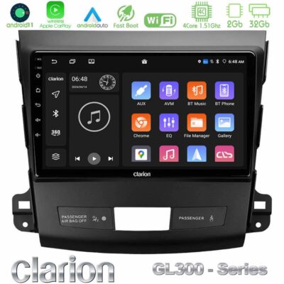 VL Garage - Clarion GL300 Series 4Core Android11 2+32GB Mitsubishi Outlander/Citroen C-Crosser/Peugeot 4007 Navigation Multimedia Tablet 9" Με Carplay & Android Auto - VL-U-GL3-MT662