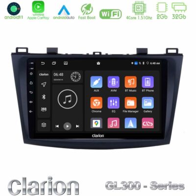 VL Garage - Clarion GL300 Series 4Core Android11 2+32GB Mazda 3 2009-2014 Navigation Multimedia Tablet 9" Με Carplay & Android Auto - VL-U-GL3-MZ0228