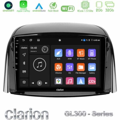 VL Garage - Clarion GL300 Series 4Core Android11 2+32GB Renault Koleos 2007-2015 Navigation Multimedia Tablet 9" Με Carplay & Android Auto - VL-U-GL3-RN0440