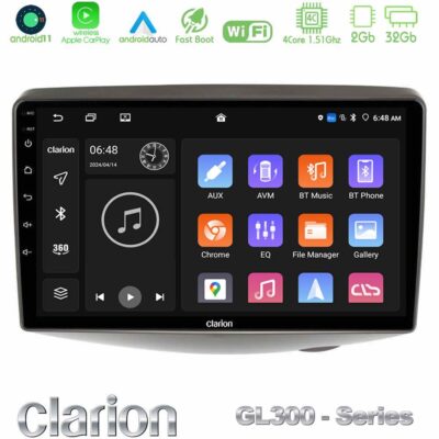 VL Garage - Clarion GL300 Series 4Core Android11 2+32GB Toyota Yaris 1999 - 2006 Navigation Multimedia Tablet 9" Με Carplay & Android Auto - VL-U-GL3-TY1047