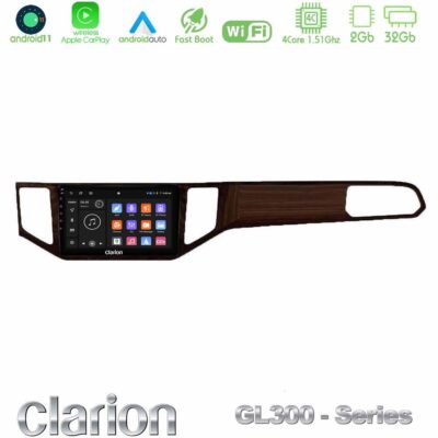 VL Garage - Clarion GL300 Series 4Core Android11 2+32GB VW Sportsvan 2014-2020 Navigation Multimedia Tablet 9" (Ξύλινη απόχρωση) Με Carplay & Android Auto - VL-U-GL3-VW0135BR