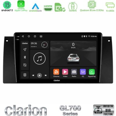 VL Garage - Clarion GL700 Series 8Core Android13 4+64GB BMW 5 Series (E39) / X5 (E53) Navigation Multimedia Tablet 9" Με Carplay & Android Auto - VL-U-GL7-BM0604