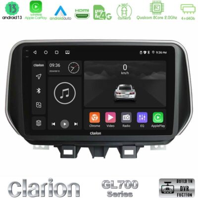 VL Garage - Clarion GL700 Series 8Core Android13 4+64GB Hyundai Tucson 2019-> Navigation Multimedia Tablet 9" Με Carplay & Android Auto - VL-U-GL7-HY0504