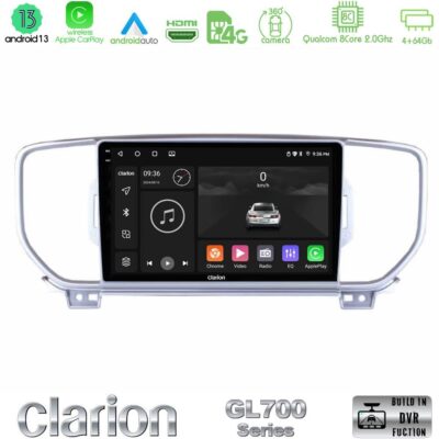 VL Garage - Clarion GL700 Series 8Core Android13 4+64GB Kia Sportage 2016-2018 Navigation Multimedia Tablet 9" Με Carplay & Android Auto - VL-U-GL7-KI0033