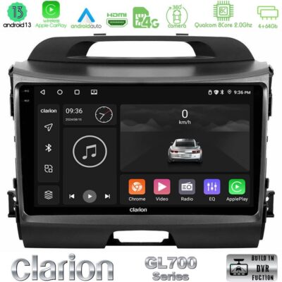 VL Garage - Clarion GL700 Series 8Core Android13 4+64GB Kia Sportage Navigation Multimedia Tablet 9" Με Carplay & Android Auto - VL-U-GL7-KI0034
