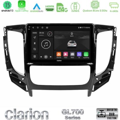 VL Garage - Clarion GL700 Series 8Core Android13 4+64GB Mitsubishi L200 2016-> & Fiat Fullback (Auto A/C) Navigation Multimedia Tablet 9" Με Carplay & Android Auto - VL-U-GL7-MT0719