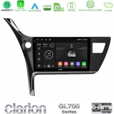VL Garage - Clarion GL700 Series 8Core Android13 4+64GB Toyota Corolla 2017-2018 Navigation Multimedia Tablet 10" Με Carplay & Android Auto - VL-U-GL7-TY0158