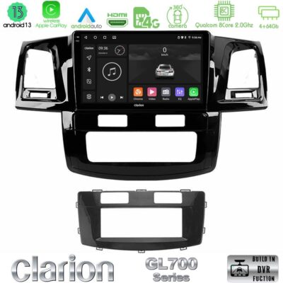 VL Garage - Clarion GL700 Series 8Core Android13 4+64GB Toyota Hilux 2007-2011 Navigation Multimedia Tablet 9" Με Carplay & Android Auto - VL-U-GL7-TY666