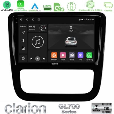 VL Garage - Clarion GL700 Series 8Core Android13 4+64GB VW Scirocco 2008-2014 Navigation Multimedia Tablet 9" (μαύρο γυαλιστερό) Με Carplay & Android Auto - VL-U-GL7-VW0057BL