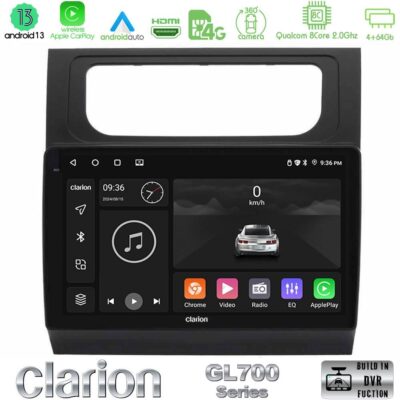 VL Garage - Clarion GL700 Series 8Core Android13 4+64GB VW Touran 2011-2015 Navigation Multimedia Tablet 10" Με Carplay & Android Auto - VL-U-GL7-VW1002