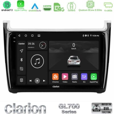 VL Garage - Clarion GL700 Series 8Core Android13 4+64GB Vw Polo Navigation Multimedia Tablet 9" Με Carplay & Android Auto - VL-U-GL7-VW6901PB