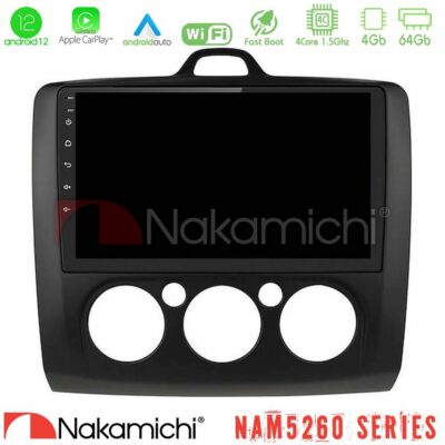 VL Garage - Nakamichi NAM5260 Series 4Core Android12 4+64GB Ford Focus Manual AC Navigation Multimedia Tablet 9" (Μαύρο Χρώμα) Με Carplay & Android Auto - VL-U-N44-FD0041MB