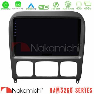 VL Garage - Nakamichi NAM5260 Series 4Core Android12 4+64GB Mercedes S Class 1999-2004 (W220) Navigation Multimedia Tablet 9" Με Carplay & Android Auto - VL-U-N44-MB0765B