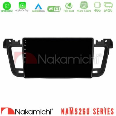 VL Garage - Nakamichi NAM5260 Series 4Core Android12 4+64GB Peugeot 508 2010-2018 Navigation Multimedia Tablet 9" Με Carplay & Android Auto - VL-U-N44-PG0704