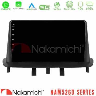 VL Garage - Nakamichi NAM5260 Series 4Core Android12 4+64GB Renault Megane 3 2009-2015 Navigation Multimedia Tablet 9" Με Carplay & Android Auto - VL-U-N44-RN0718